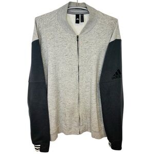 Adidas Men's Full Zip Crewneck Sweatshirt in Gray and Black Size XXL